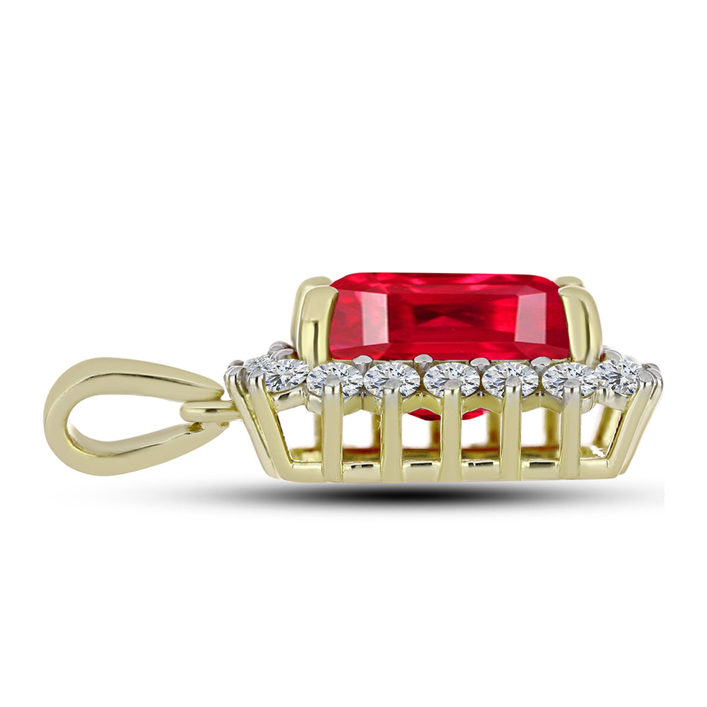 Pandantiv din Argint 925 Placat cu Aur ( 1.78 grame ) cu Agat Roșu și Topaz Alb 5 Carate 2 