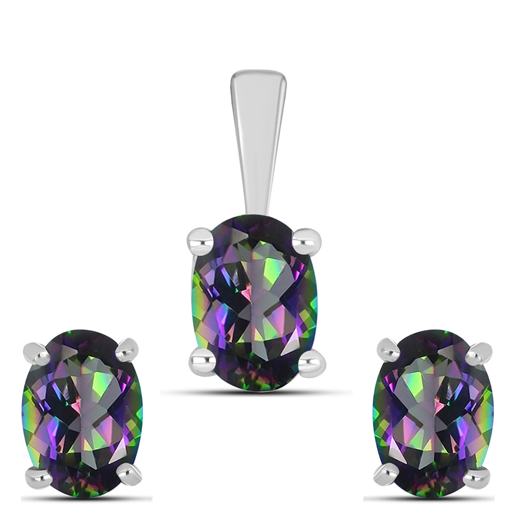 Set din Argint 925 ( 1.68 grame ) cu Topaz Mistic 2.12 Carate ( Cercei+Pandantiv ) 1 