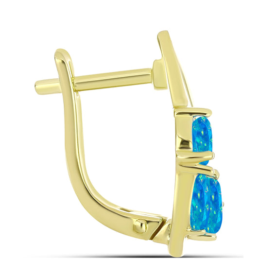 Cercei din Argint 925 Placat cu Aur ( 3.68 grame ) cu Opal Albastru Etiopian Paraiba 0.97 Carate