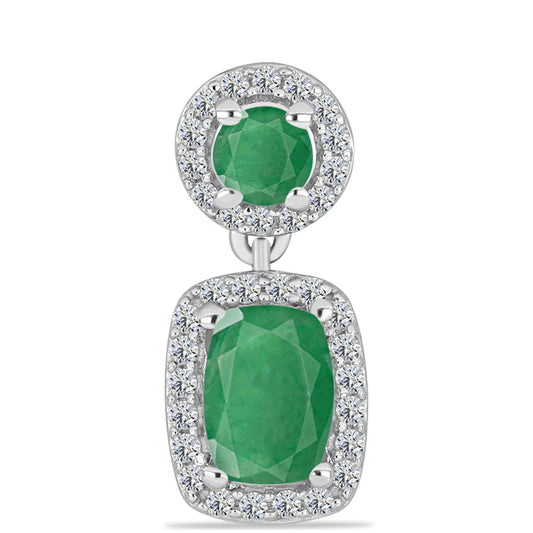 Pandantiv din Argint 925 ( 1.69 grame ) cu Smarald Brazilian și Topaz Alb 1.21 Carate