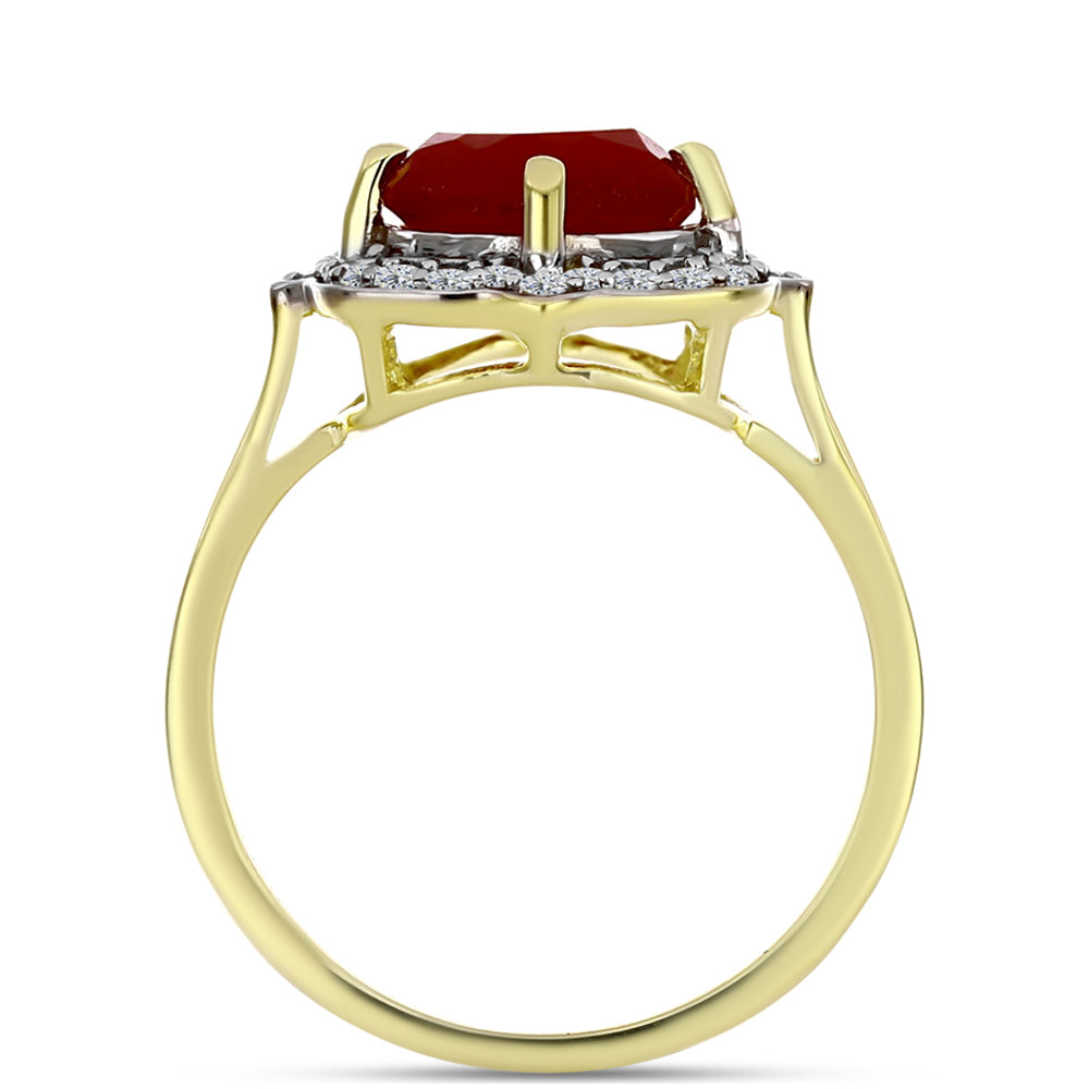 Inel din Argint 925 Placat cu Aur ( 3.13 grame ) cu Agat Roșu și Topaz Alb 2.6 Carate 2 