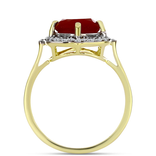 Inel din Argint 925 Placat cu Aur ( 3.13 grame ) cu Agat Roșu și Topaz Alb 2.6 Carate
