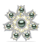 Broşă din Argint 925 Placat cu Aur ( 7.3 grame ) cu Perlă De apă Dulce cu Efect "Verde Tahitian" și Topaz Alb 5.53 Carate