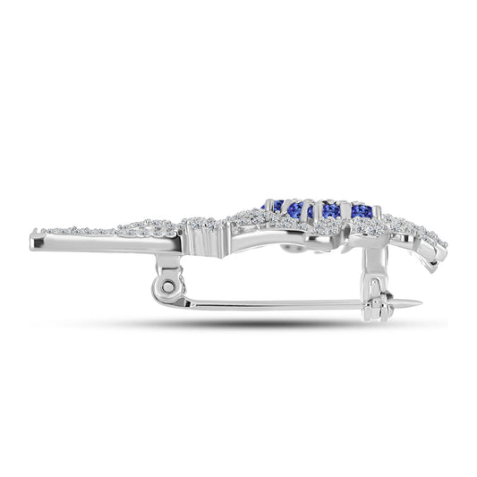 Broşă din Argint 925 ( 6.25 grame ) cu Tanzanit și Topaz Alb 2.33 Carate