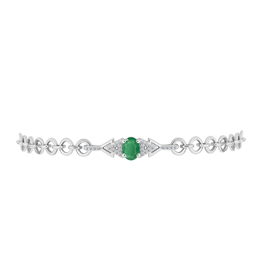 Brățară din Argint 925 ( 5.61 grame ) cu Smarald Brazilian și Topaz Alb 0.98 Carate 2 