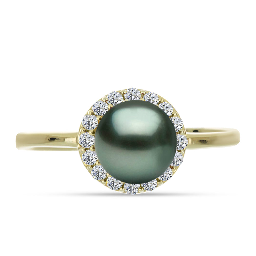Inel din Argint 925 Placat cu Aur ( 2.57 grame ) cu Perlă De apă Dulce cu Efect "Verde Tahitian" și Topaz Alb 2.46 Carate 1 
