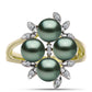 Inel din Argint 925 Placat cu Aur ( 4.96 grame ) cu Perlă De apă Dulce cu Efect "Verde Tahitian" și Topaz Alb 5.04 Carate