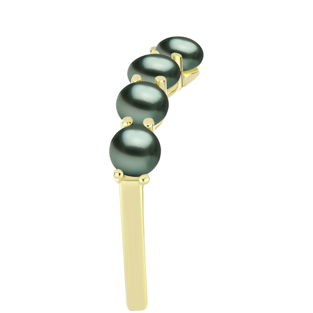 Inel din Argint 925 Placat cu Aur ( 2.95 grame ) cu Perlă De apă Dulce cu Efect "Verde Tahitian" 2.48 Carate 3 