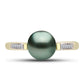 Inel din Argint 925 Placat cu Aur ( 2.7 grame ) cu Perlă De apă Dulce cu Efect "Verde Tahitian" și Topaz Alb 2.25 Carate