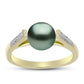 Inel din Argint 925 Placat cu Aur ( 2.7 grame ) cu Perlă De apă Dulce cu Efect "Verde Tahitian" și Topaz Alb 2.25 Carate