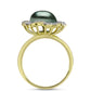 Inel din Argint 925 Placat cu Aur ( 4.54 grame ) cu Perlă De apă Dulce cu Efect "Verde Tahitian" și Topaz Alb 4.21 Carate
