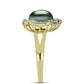 Inel din Argint 925 Placat cu Aur ( 4.54 grame ) cu Perlă De apă Dulce cu Efect "Verde Tahitian" și Topaz Alb 4.21 Carate