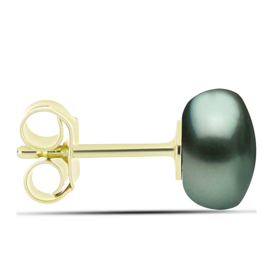 Cercei din Argint 925 Placat cu Aur ( 0.65 grame ) cu Perlă De apă Dulce cu Efect "Verde Tahitian" 4.3 Carate