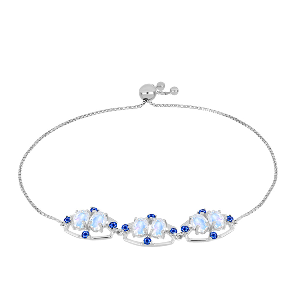 Brățară din Argint 925 ( 4.82 grame ) cu Safir Albastru Australian și Piatra Lunii Curcubeu 3.37 Carate 1 