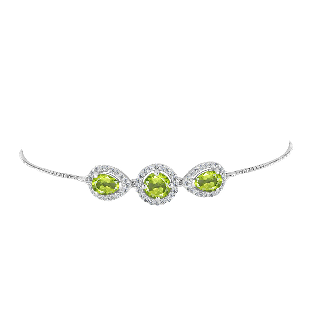Brățară din Argint 925 ( 4.11 grame ) cu Peridot Changbai și Topaz Alb 2.93 Carate