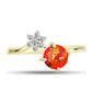 Inel din Argint 925 Placat cu Aur ( 1.58 grame ) cu Turcoaz Mohave și Topaz Alb 0.94 Carate