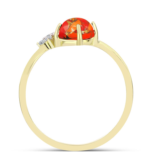 Inel din Argint 925 Placat cu Aur ( 1.58 grame ) cu Turcoaz Mohave și Topaz Alb 0.94 Carate
