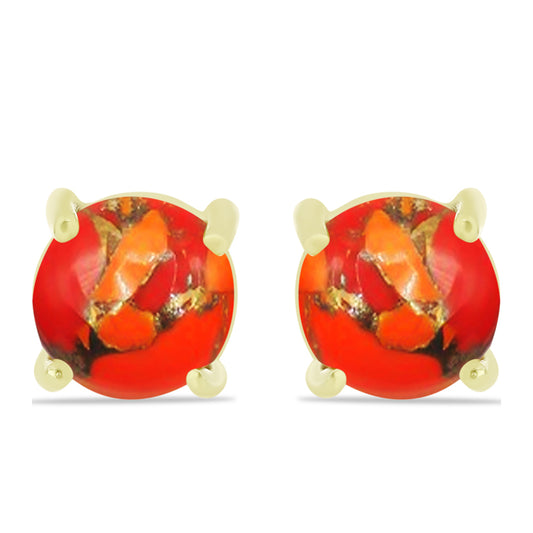 Cercei din Argint 925 Placat cu Aur ( 1.28 grame ) cu Turcoaz Mohave 1.67 Carate