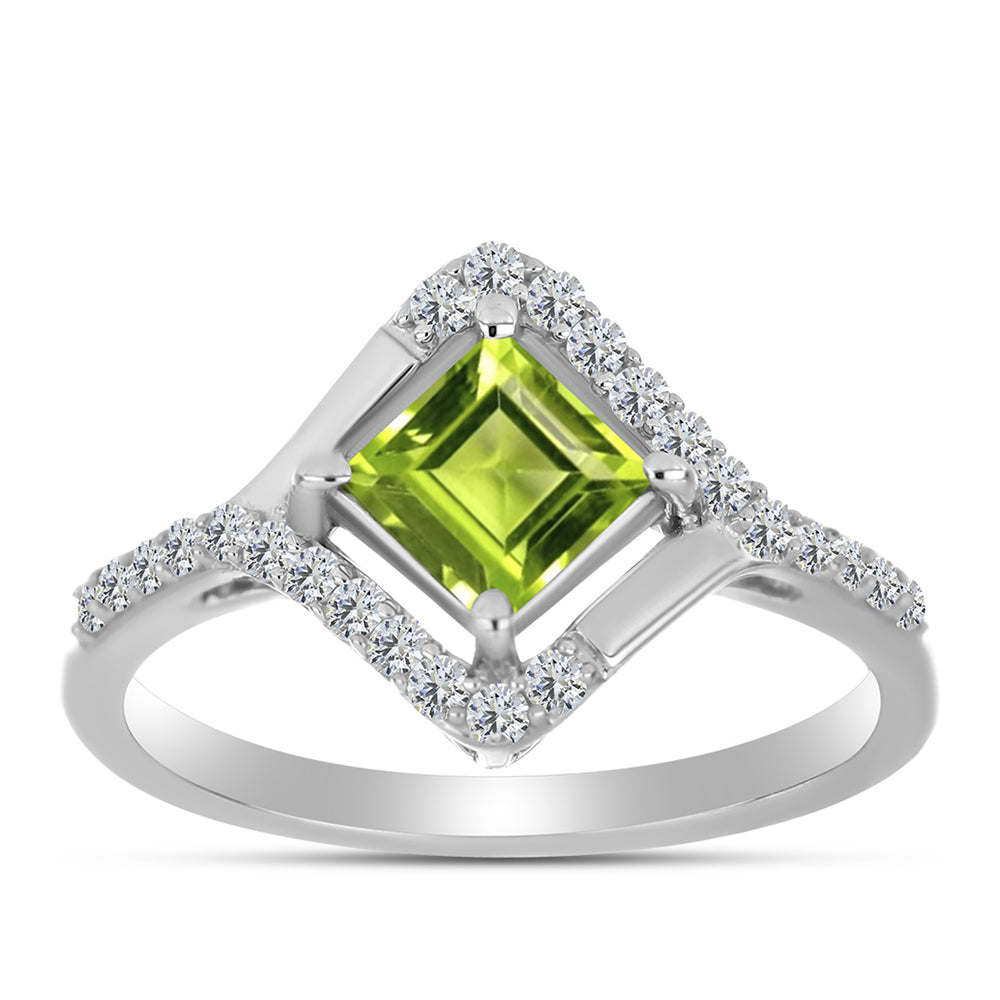 Inel din Argint 925 ( 3.02 grame ) cu Peridot Changbai și Topaz Alb 1.48 Carate 3 