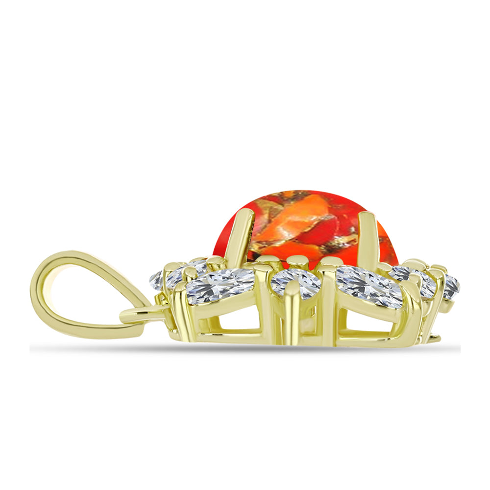 Pandantiv din Argint 925 Placat cu Aur ( 2.28 grame ) cu Turcoaz Mohave și Topaz Alb 3.84 Carate 2 