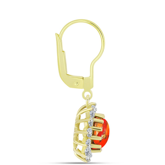 Cercei din Argint 925 Placat cu Aur ( 2.82 grame ) cu Turcoaz Mohave și Topaz Alb 2.46 Carate