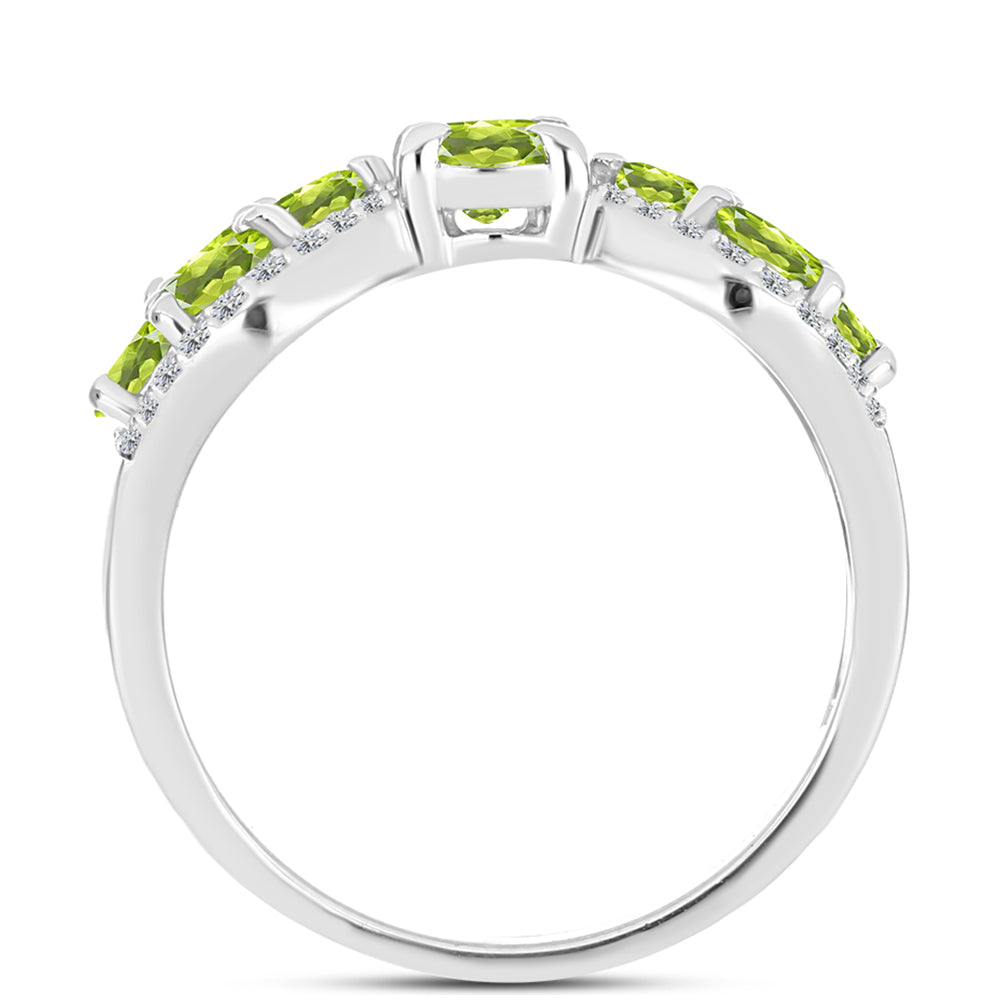 Inel din Argint 925 ( 3.5 grame ) cu Peridot Changbai și Topaz Alb 2.61 Carate 4 