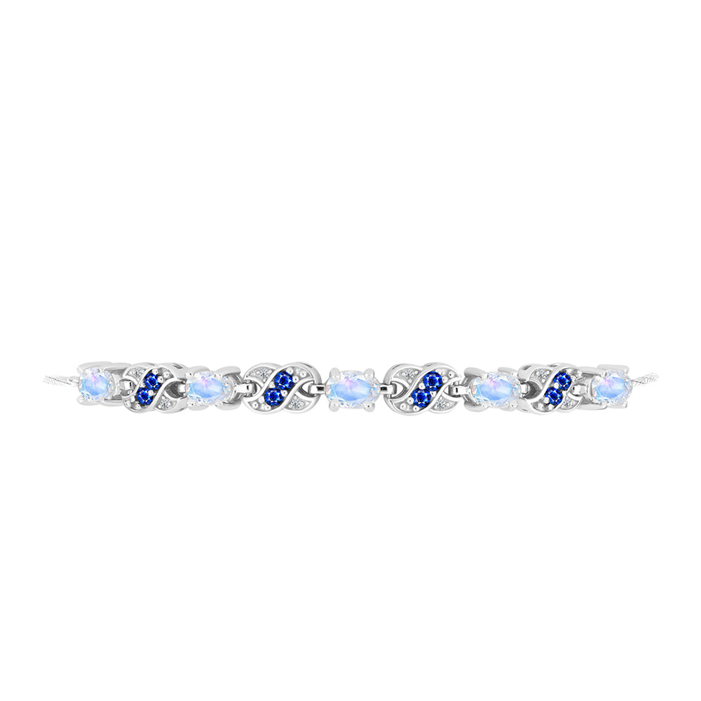 Brățară din Argint 925 ( 6.64 grame ) cu Safir Albastru Australian și Piatra Lunii Curcubeu 2.71 Carate 2 