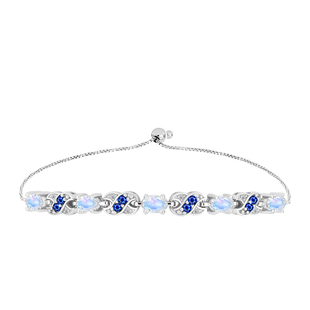 Brățară din Argint 925 ( 6.64 grame ) cu Safir Albastru Australian și Piatra Lunii Curcubeu 2.71 Carate 1 