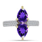 Inel din Argint 925 Placat cu Aur ( 3.72 grame ) cu Ametist Marocan și Topaz Alb 3.91 Carate