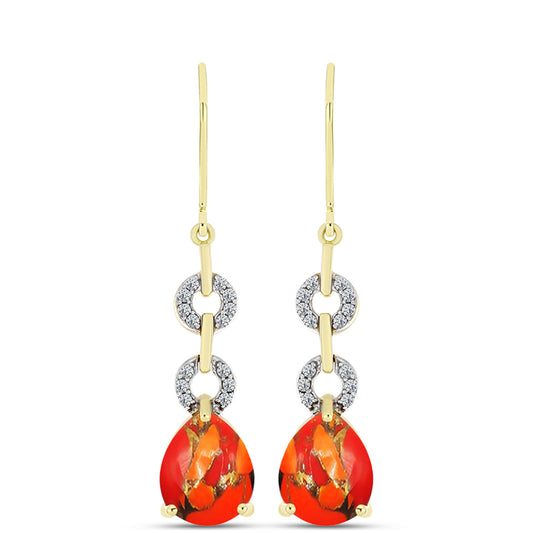 Cercei din Argint 925 Placat cu Aur ( 3.87 grame ) cu Turcoaz Mohave și Topaz Alb 5.97 Carate
