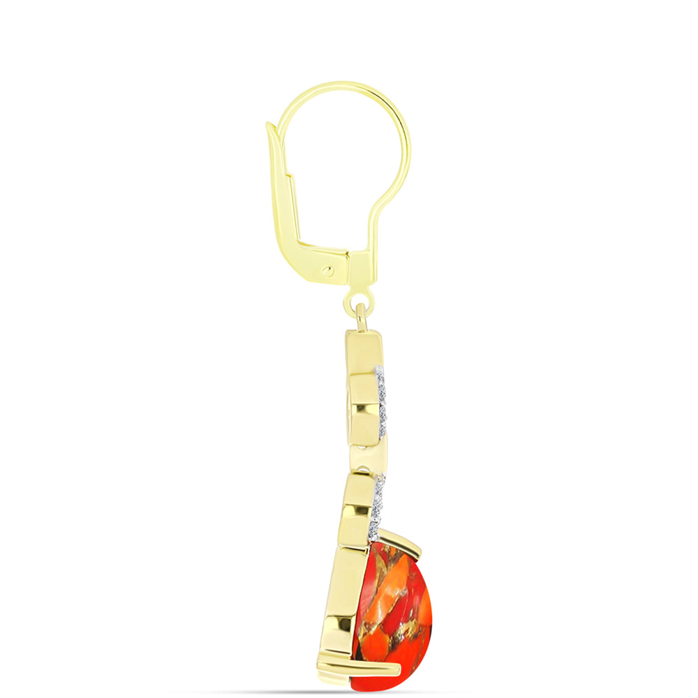 Cercei din Argint 925 Placat cu Aur ( 3.87 grame ) cu Turcoaz Mohave și Topaz Alb 5.97 Carate 2 