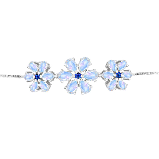 Brățară din Argint 925 ( 5.88 grame ) cu Safir Albastru Australian și Piatra Lunii Curcubeu 5.23 Carate