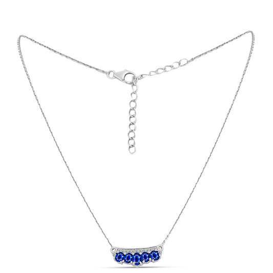 Colier din Argint 925 ( 3.77 grame ) cu Safir Albastru Australian și Topaz Alb 1.48 Carate