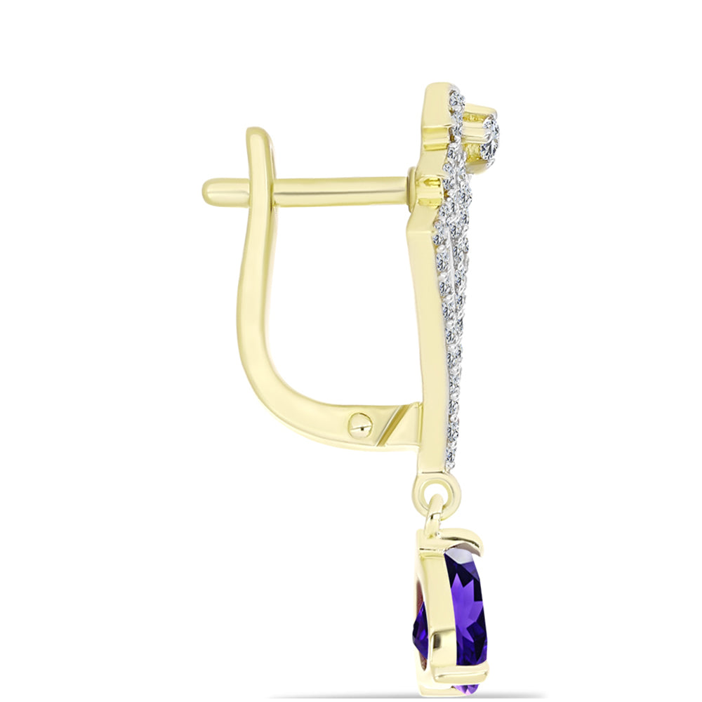 Cercei din Argint 925 Placat cu Aur ( 4.77 grame ) cu Ametist Marocan și Topaz Alb 2.19 Carate 2 