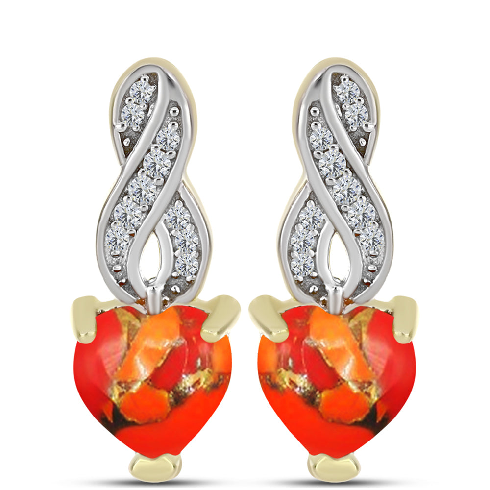 Cercei din Argint 925 Placat cu Aur ( 3.84 grame ) cu Turcoaz Mohave și Topaz Alb 2.33 Carate