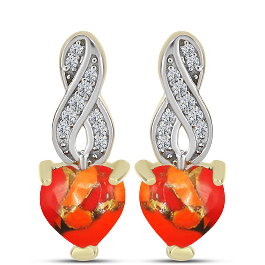 Cercei din Argint 925 Placat cu Aur ( 3.84 grame ) cu Turcoaz Mohave și Topaz Alb 2.33 Carate