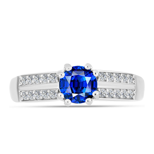 Inel din Argint 925 ( 3.45 grame ) cu Safir Albastru Australian și Topaz Alb 1.26 Carate