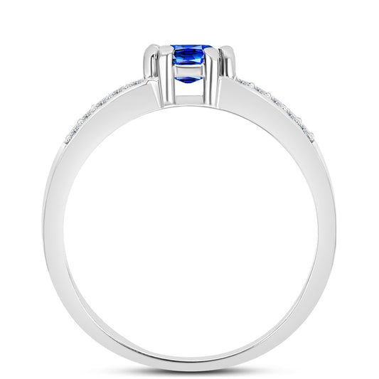 Inel din Argint 925 ( 3.45 grame ) cu Safir Albastru Australian și Topaz Alb 1.26 Carate