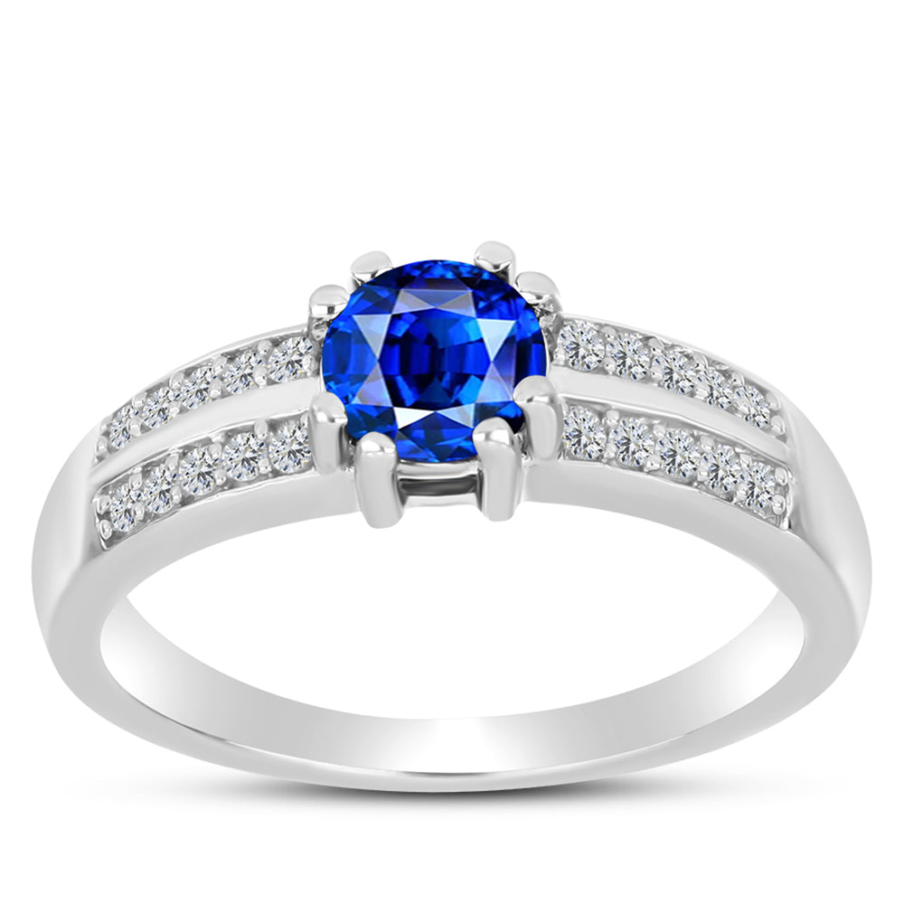 Inel din Argint 925 ( 3.45 grame ) cu Safir Albastru Australian și Topaz Alb 1.26 Carate 3 