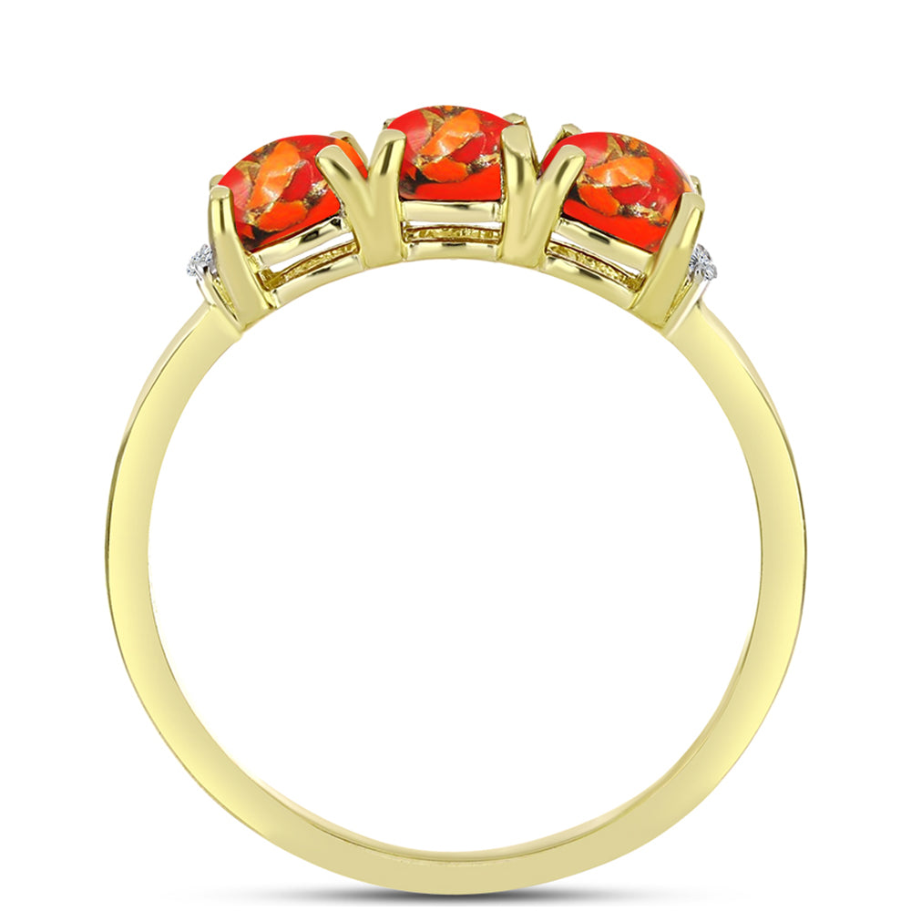 Inel din Argint 925 Placat cu Aur ( 2.01 grame ) cu Turcoaz Mohave și Topaz Alb 1.72 Carate