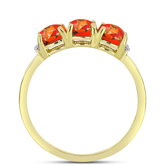 Inel din Argint 925 Placat cu Aur ( 2.01 grame ) cu Turcoaz Mohave și Topaz Alb 1.72 Carate
