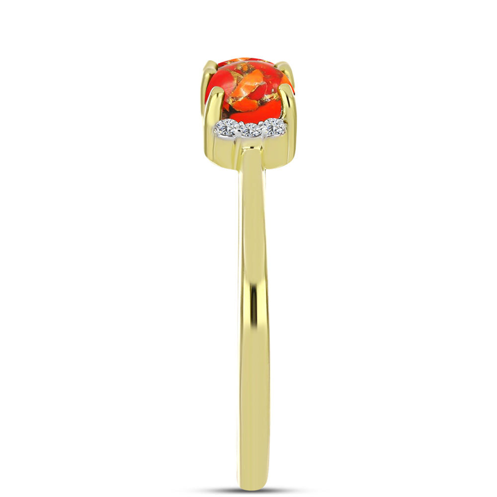Inel din Argint 925 Placat cu Aur ( 2.01 grame ) cu Turcoaz Mohave și Topaz Alb 1.72 Carate