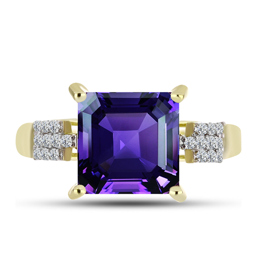 Inel din Argint 925 Placat cu Aur ( 3.56 grame ) cu Ametist Marocan și Topaz Alb 4.95 Carate