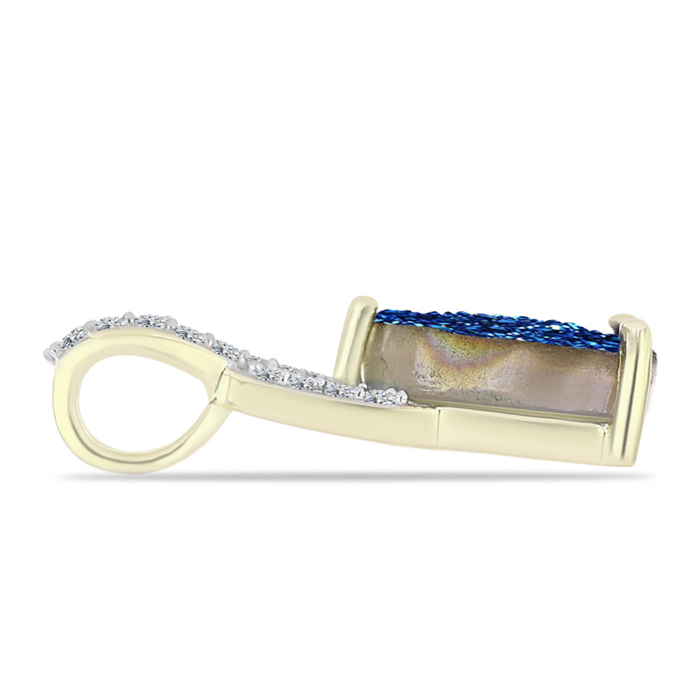 Pandantiv din Argint 925 Placat cu Aur ( 0.97 grame ) cu Albastru Drusy și Topaz Alb 2.05 Carate 2 