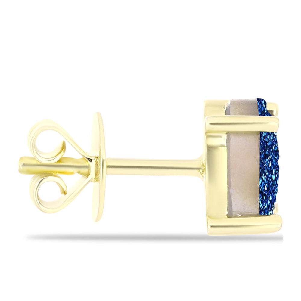 Cercei din Argint 925 Placat cu Aur ( 1.44 grame ) cu Albastru Drusy 2.6 Carate 2 
