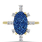Inel din Argint 925 Placat cu Aur ( 3.26 grame ) cu Albastru Drusy și Topaz Alb 4.62 Carate