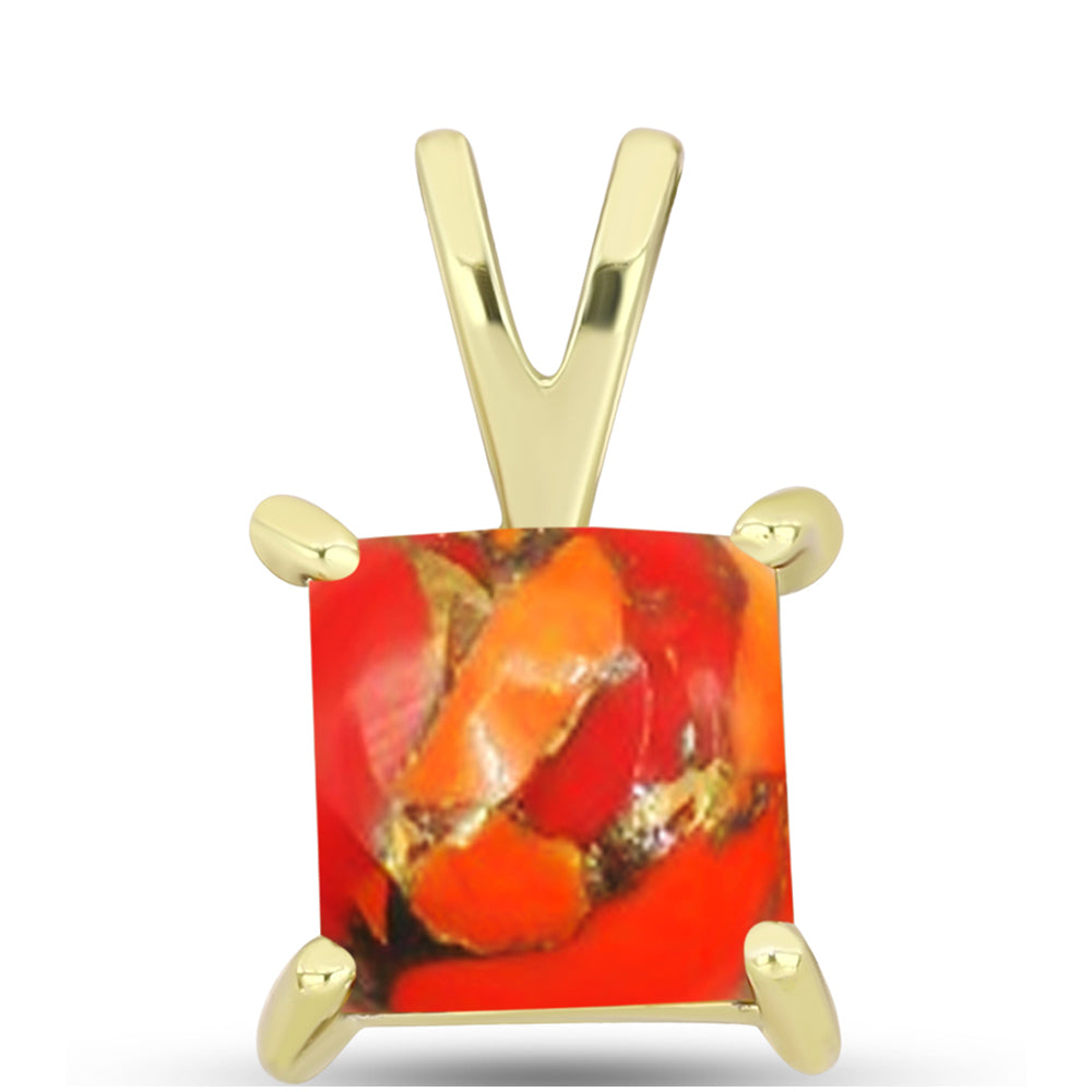Pandantiv din Argint 925 Placat cu Aur ( 0.53 grame ) cu Turcoaz Mohave 1.58 Carate 1 