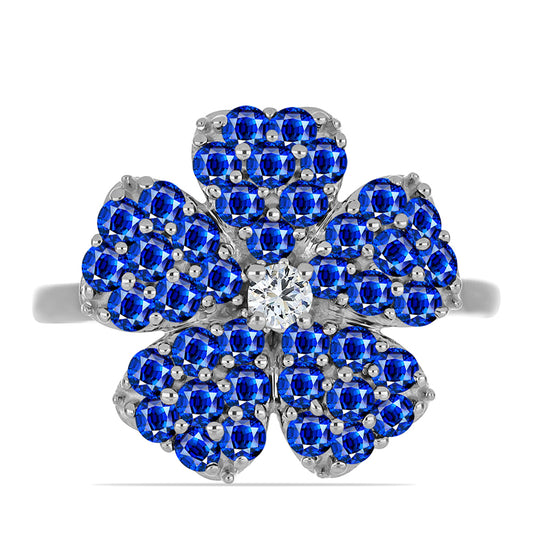 Inel din Argint 925 ( 4 grame ) cu Safir Albastru Australian și Topaz Alb 2.28 Carate