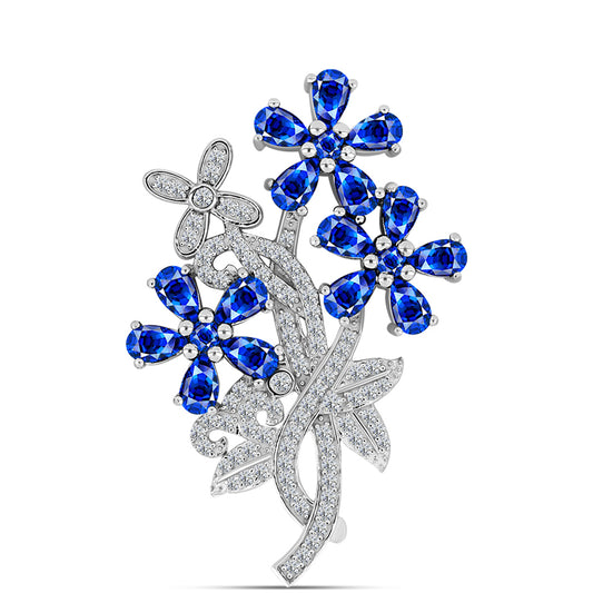 Broşă din Argint 925 ( 6.9 grame ) cu Safir Albastru Australian și Topaz Alb 5.93 Carate