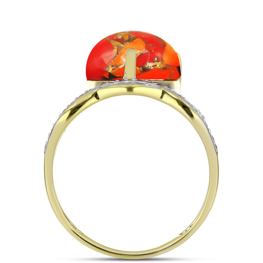 Inel din Argint 925 Placat cu Aur ( 4.01 grame ) cu Turcoaz Mohave și Topaz Alb 7.39 Carate